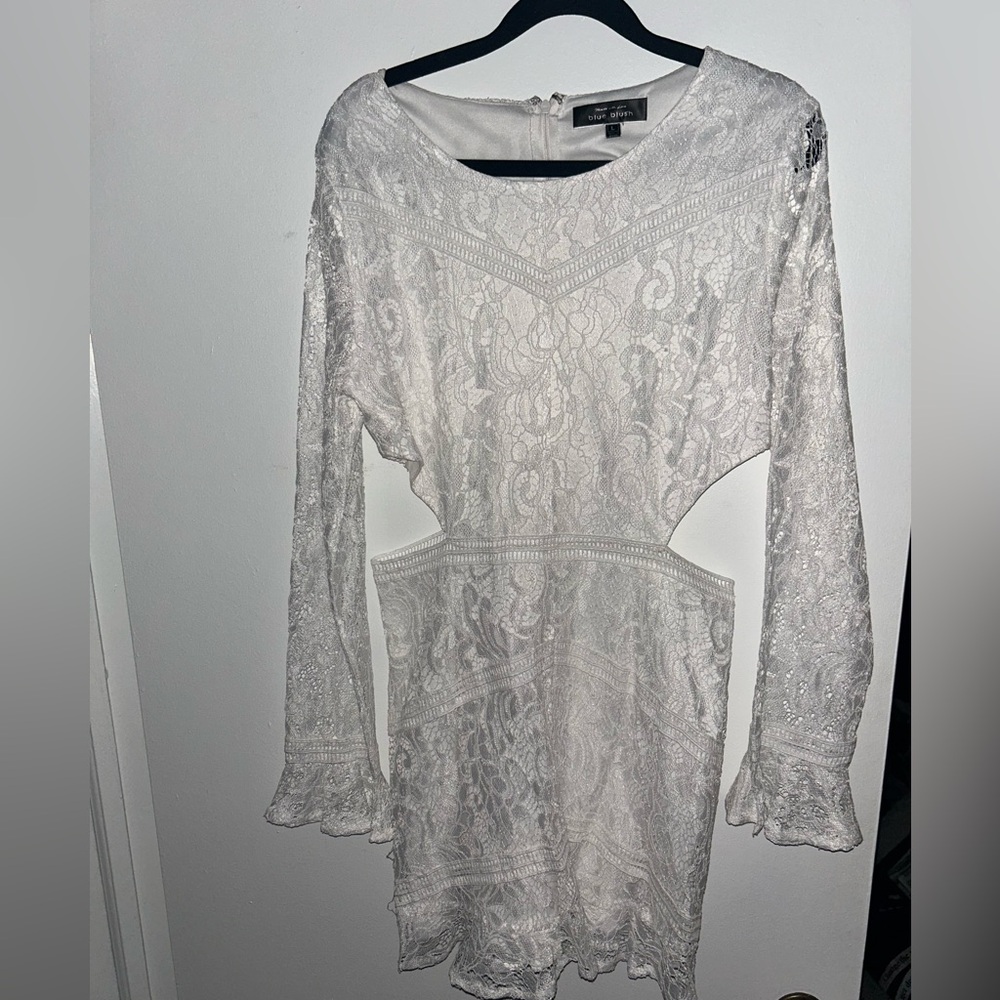 Blue Blush White Lace Dress Size Large